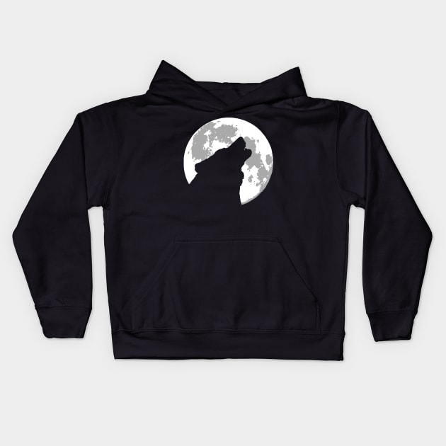 Wolf in the Moon Kids Hoodie by Eruiongyll